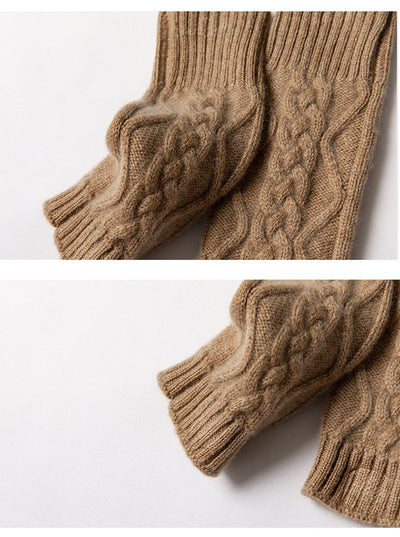 Guantes sin Dedos de Cachemira Tejida en Colores Sólidos - Image 12