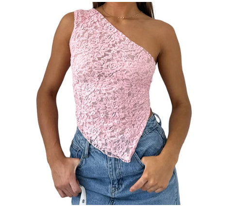 Top Encaje Asimétrico Espalda Descubierta - Estilo Urbano Minimalista - Image 12