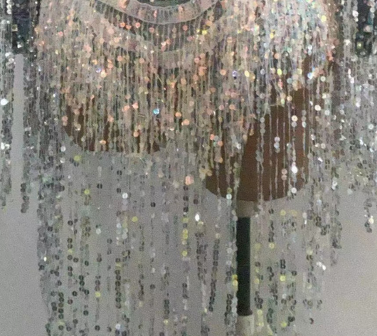 Traje de Presentación con Lentejuelas y Flecos Elástico para Cantantes - Image 8