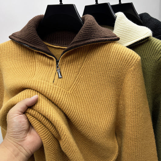 Suéter Abrigo Hombre Invierno Cuello Solapa Alto