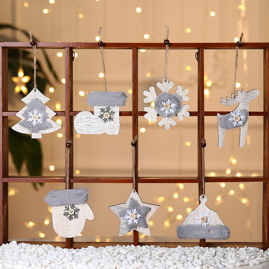 Adorno Navideño de Madera con Peluche - Colgante Decorativo
