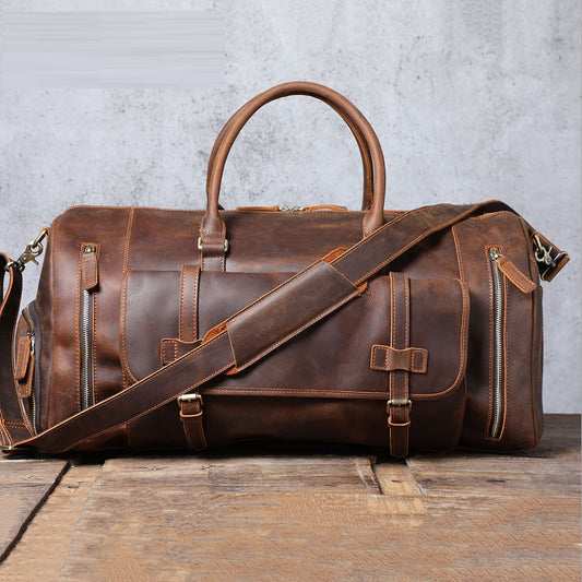 Bolsa de Viaje en Cuero Genuino de Primera Capa - Capacidad Extra Grande para Hombre - Image 2