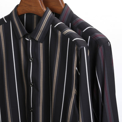 Camisa Casual de Rayas Negras Manga Larga para Hombre - Image 9