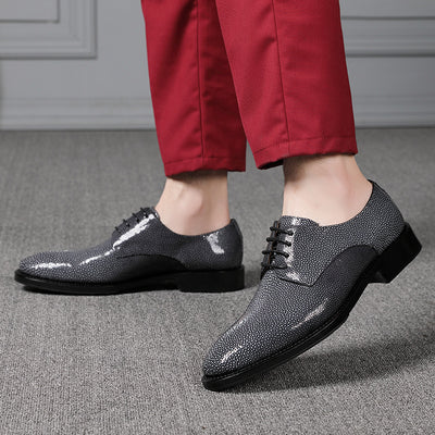 Zapatos Casuales de Piel de Pescado Pearl para Hombre - Cordones y Tacón Bajo