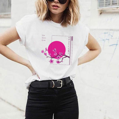 Camiseta Unisex con Estampado Floral de Ciruela - Diseño Personalidad