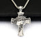Christian Crown Of Thorns Vintage Cross Necklace Pendant Vintage Plateado Thick chain