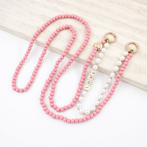 Cadena para Bolso de Cuentas de Madera Otoño-Invierno con Doble Capa