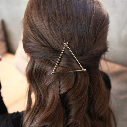 Clip de Cabello Geométrico Triangular de Metal con Motivo Luna