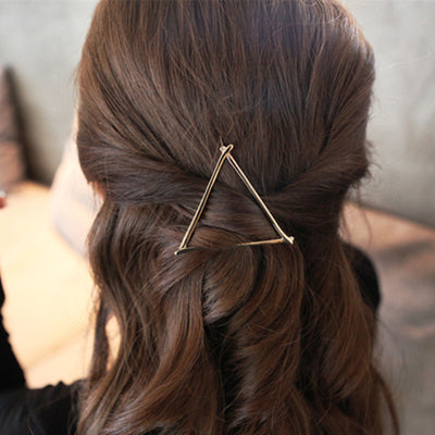 Clip de Cabello Geométrico Triangular de Metal con Motivo Luna