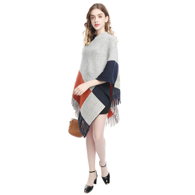 Capa Tejida para Mujer con Patchwork de Contraste de Colores - Image 29