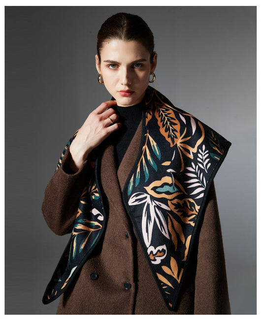 Chal Triangular Jacquard Hojas de Otoño Estilo Europeo - Image 12
