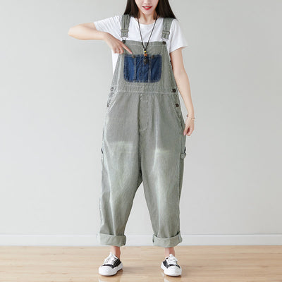 Overol Rayado Talla Grande para Mujer - Estilo Coreano Moderno