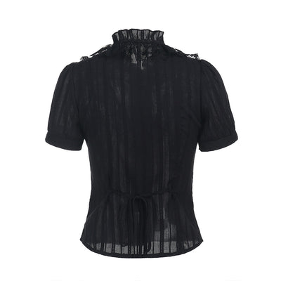 Camisa Jacquard Texturizada Estilo Gótico Oscuro Slim Versátil - Image 11