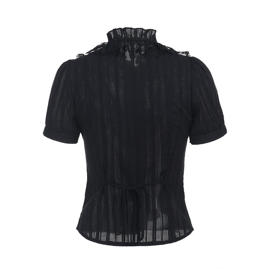 Camisa Jacquard Texturizada Estilo Gótico Oscuro Slim Versátil - Image 11