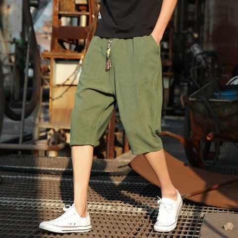 Pantalones Cortos de Lino Holgados para Hombre - Image 5