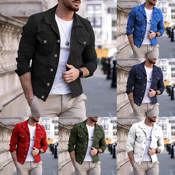 Chaqueta de Mezclilla Slim Fit con Solapa para Hombre