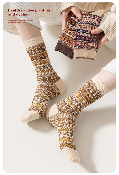 Calcetines Artísticos Étnicos Retro Tubo Medio en Algodón - Image 14