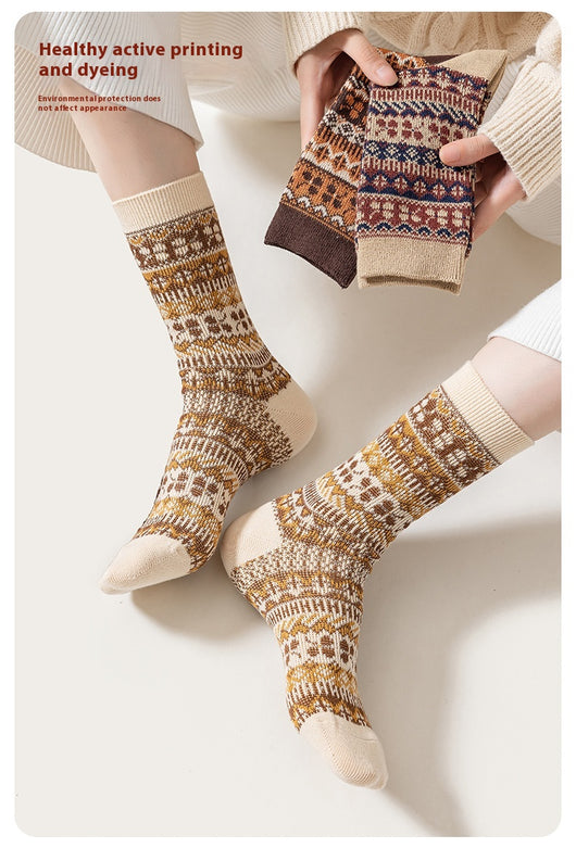 Calcetines Artísticos Étnicos Retro Tubo Medio en Algodón - Image 14