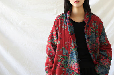 Abrigo Retro Floral de Algodón y Lino para Mujer - Estilo Vintage - Image 16