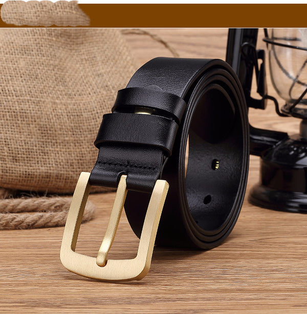 Cinturón Casual para Hombre con Hebilla Retro de Bronce