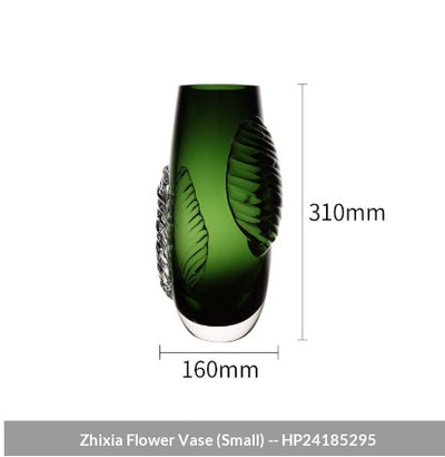 Jarrón de Cristal Verde Esmeralda Estilo Chino para Sala y Comedor - Image 4