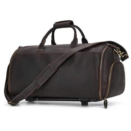 Maleta de Cuero Crazy Horse 22 Pulgadas - Gran Capacidad
