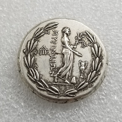 Moneda Griega Antigua Plateada - Dólar de Plata Envejecido Artesanal - Image 10