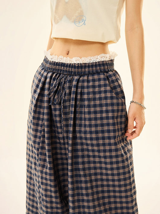 Pantalones Sueltos Retro Azul con Patrón Geométrico - Image 5