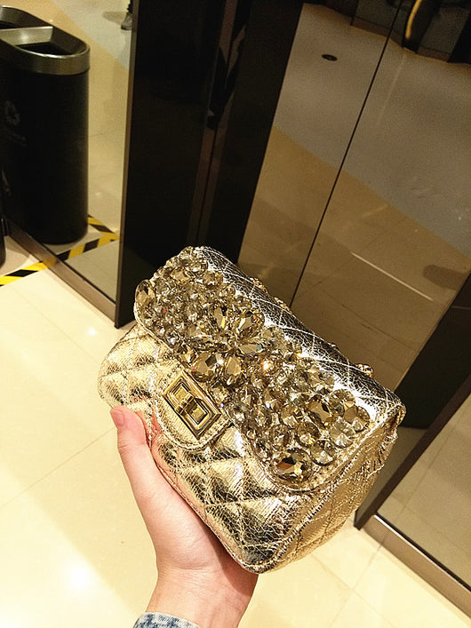 Bolso Clutch Diamond con Pedrería - Cartera de Mano y Crossbody