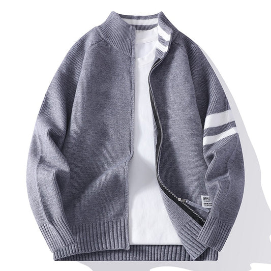 Chaqueta Térmica Tejida para Hombre con Cuello Mock y Mangas Largas - Image 2