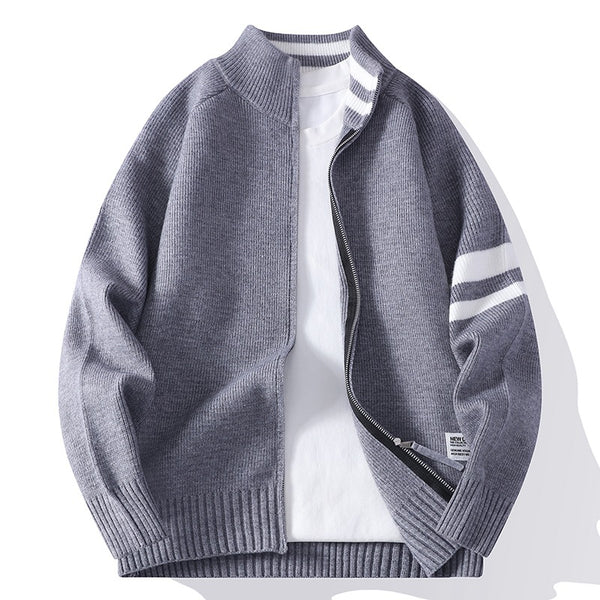 Chaqueta Térmica Tejida para Hombre con Cuello Mock y Mangas Largas