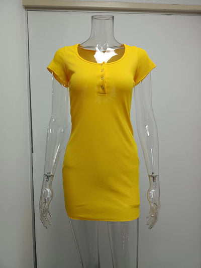 Vestido Corto con Botones de Corte Cadera - Estilo Europeo y Americano - Image 59