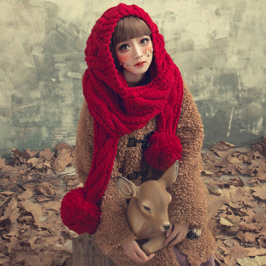 Gorro Tejido Mujer con Bufanda Integrada