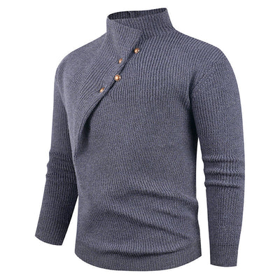 Suéter Casual para Hombre con Cuello Mao y Botones Sesgados - Image 14