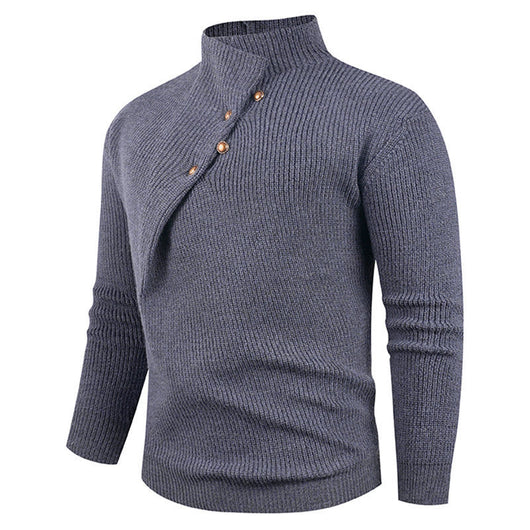 Suéter Casual para Hombre con Cuello Mao y Botones Sesgados - Image 14