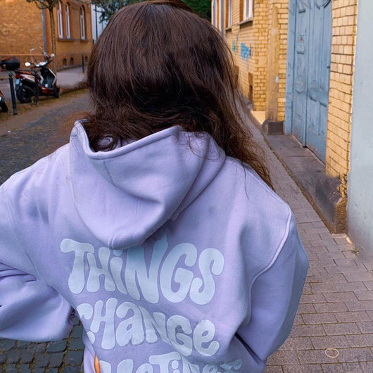 Sudadera con Capucha Estilo Retro Americano Púrpura Pastel para Mujer - Image 3