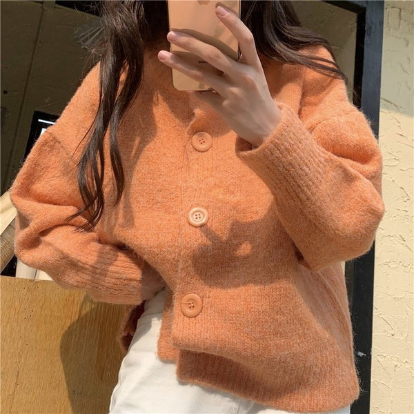 Cardigan Tejido Vintage Japonés Estilo Lazy Coreano