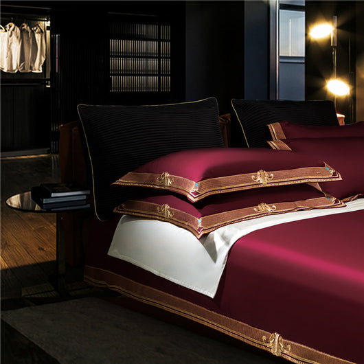 Juego de Cama Algodón Puro Lujo Vino Tinto - Image 7