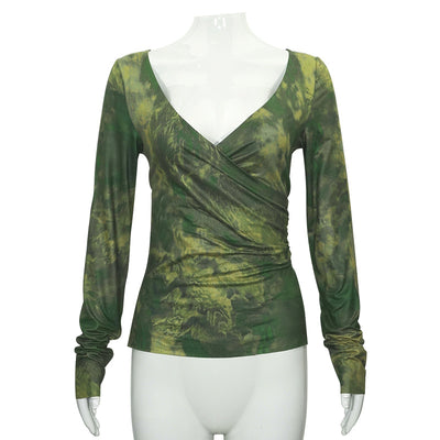 Blusa Larga Morada Degradado con Cuello en V y Cintura Ajustada - Image 10