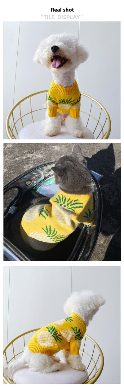 Ropa Navideña para Mascotas con Estampado de Piña - Abrigo Otoño Invierno - Image 10