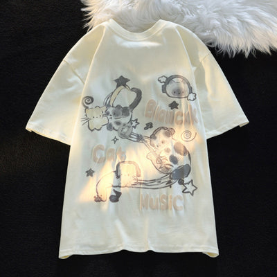 Camiseta Gato Graffiti 300g Algodón Xinjiang Premium