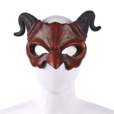 Máscara de Demonio con Cuernos para Halloween - Rostro Fantasmal Aterrador