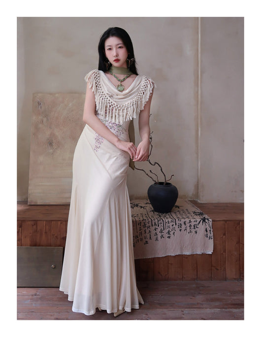 Vestido Bohemio Fishtail con Borlas - Cuello Redondo Ajustado para Verano - Image 11