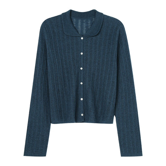 Cardigan Tejido Slim con Cuello Solapa y Manga Larga