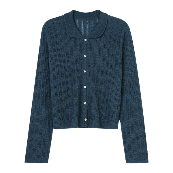 Cardigan Tejido Slim con Cuello Solapa y Manga Larga