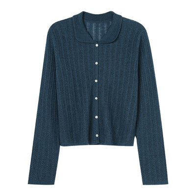 Cardigan Tejido Slim con Cuello Solapa y Manga Larga