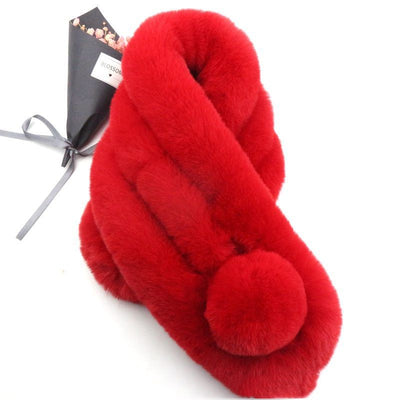 Bufanda de Piel de Conejo Invierno Coreano para Mujer - Image 5