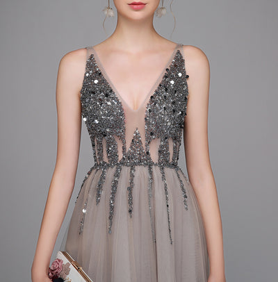 Vestido de Noche Escotado en V Primavera Otoño para Banquetes - Image 4