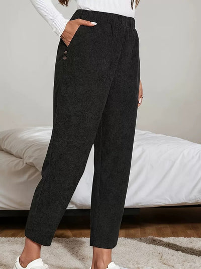 Pantalones Rectos de Cintura Alta con Bolsillos en Pana - Image 5