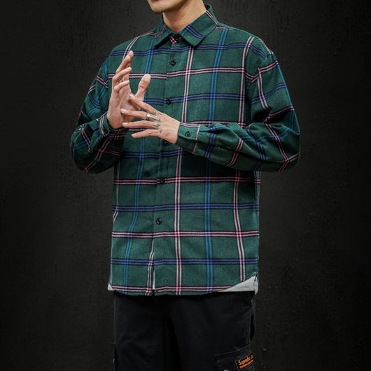 Camisa a Cuadros Entallada de Manga Larga con Botones - Image 9